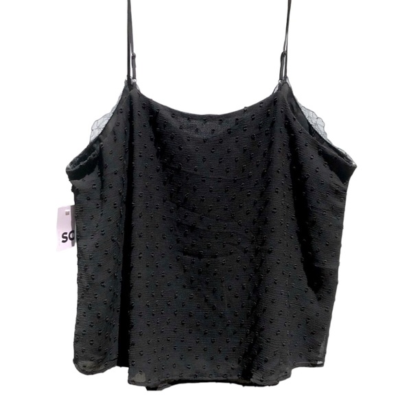 SO Black Lace Trim Swiss Dot Chiffon Camisole Size 2X - Picture 7 of 15
